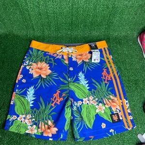 Hurley SZ 29 Go Mets!! New York Blue Tropical Mens Boardshorts 18’ inseam New WT